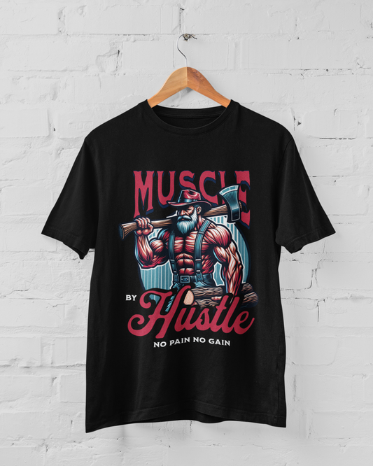 Muscle by Hustle | Premium 180 GSM Cotton Tee